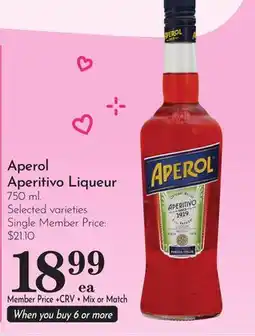 Pavilions Aperol Aperitivo Liqueur offer