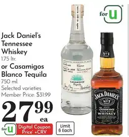 Pavilions Jack Daniel's Tennessee Whiskey 1.75 ltr. or Casamigos Blanco Tequila 750 ml offer