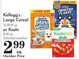 Pavilions Kellogg's Large Cereal 12-20.9 oz. or Kashi 8-18 oz offer