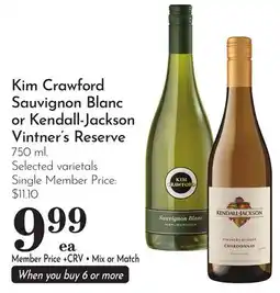 Pavilions Kim Crawford Sauvignon Blanc or Kendall-Jackson Vintner's Reserve offer