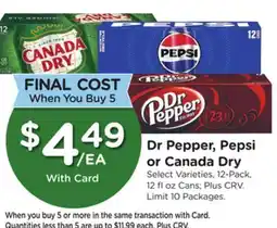 Ralphs Dr Pepper, Pepsi or Canada Dry offer