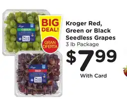Ralphs Kroger Red, Green or Black Seedless Grapes offer