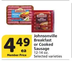 Albertsons Johnsonville Breakfast or Cooked Sausage offer