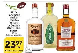 Albertsons Tito's Handmade Vodka, Hornitos Tequila or Dewar's White Label Scotch offer