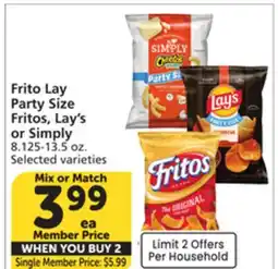 Albertsons Frito Lay Party Size Fritos, Lay's or Simply offer