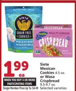 Albertsons Siete Mexican Cookies 4.5 oz. or Wasa Crispbread 9.5-9.7 oz offer