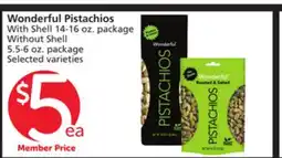 Albertsons Wonderful Pistachios With Shell 14-16 oz. package Without Shell 5.5-6 oz. package offer