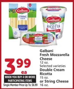 Albertsons Galbani Fresh Mozzarella Cheese 12 oz. Double Cream Ricotta 15 oz. or String Cheese 16 oz offer