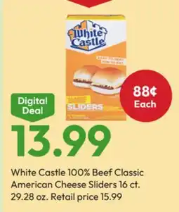 Stater Bros White Castle 100% Beef Classic American Cheese Sliders offer