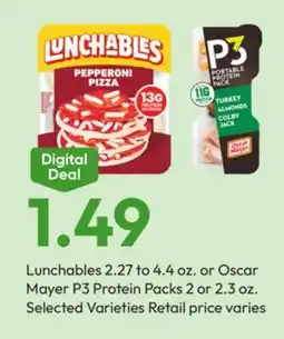 Stater Bros Lunchables 2.27 to 4.4 oz. or Oscar Mayer P3 Protein Packs 2 or 2.3 oz offer