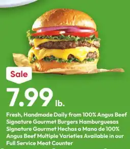 Stater Bros Fresh, Handmade Daily from 100% Angus Beef Signature Gourmet Burgers Hamburguesas offer