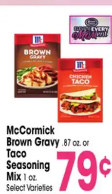 Jewel-Osco McCormick Brown Gravy. 87 oz. or Taco Seasoning Mix 1 oz offer