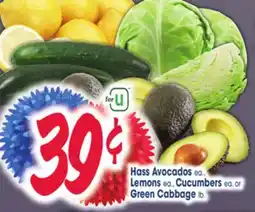 Jewel-Osco Hass Avocados ea., Lemons ea., Cucumbers ea. or Green Cabbage lb offer