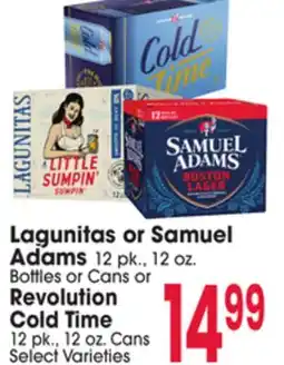 Jewel-Osco Lagunitas or Samuel Adams 12 pk., 12 oz. Bottles or Cans or Revolution Cold Time 12 pk., 12 oz. Cans offer