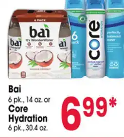 Jewel-Osco Bai 6 pk., 14 oz. or Core Hydration 6 pk., 30.4 oz offer