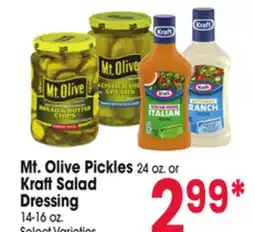 Jewel-Osco Mt. Olive Pickles 24 oz. or Kraft Salad Dressing 14-16 oz offer