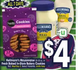 Jewel-Osco Hellmann's Mayonnaise 20-30 oz. or Fresh Baked In-Store Bakery Cookies 18ct offer