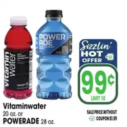 Jewel-Osco Vitaminwater 20 oz. or POWERADE 28 oz offer