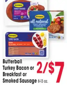 Jewel-Osco Butterball Turkey Bacon or Turkey Bacon or Breakfast or Breakfast or Smoked Sausage offer