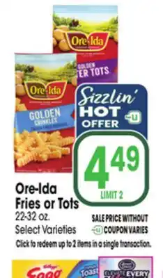 Jewel-Osco Ore-Ida Fries or Tots offer