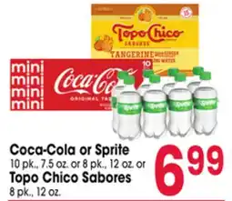 Jewel-Osco Coca-Cola or Sprite 10 pk., 7.5 oz. or 8 pk., 12 oz. or Topo Chico Sabores 8 pk., 12 oz offer