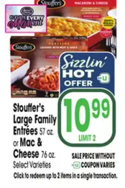 Jewel-Osco Stouffer's Large Family Entrées 57 oz. or Mac & Cheese 76 oz offer