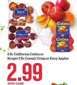 Mariano's 3 lb. California or Kroger 3 lb. Cosmic Crisp or Envy Apples offer