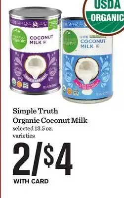 Mariano's Simple Truth Organic Coconut Milk offer