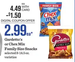 Mariano's Gardetto's or Chex Mix Family Size Snacks offer