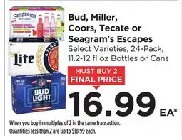 Food 4 Less Bud, Miller, Coors, Tecate or Seagram's Escapes offer