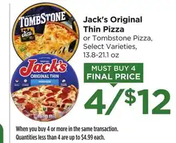 Food 4 Less Jack's Original Thin Pizza offer