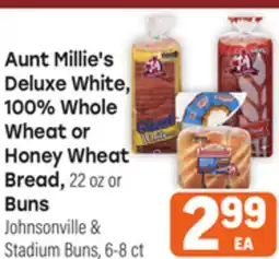 Tony’s Fresh Market Aunt Millie's Deluxe White, Deluxe White 100% Whole Wheat or Wheat Bread, 22 oz or Buns offer