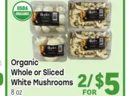Tony’s Fresh Market Organic Whole or Sliced White Mushrooms offer