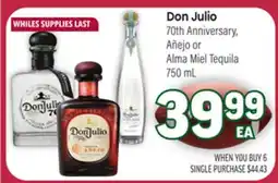 Tony’s Fresh Market Don Julio 70th Anniversary, Añejo or Alma Miel Tequila offer