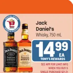 Tony’s Fresh Market Jack Daniel's Whisky offer