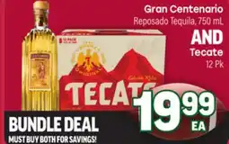 Tony’s Fresh Market Gran Centenario Reposado Tequila, 750 mL AND Tecate 12Pk offer