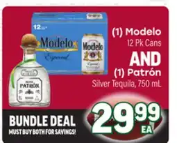 Tony’s Fresh Market (1) Modelo 12Pk Cans AND (1) Patrón Silver Tequila, 750mL offer