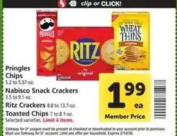 Safeway Pringles Chips, Nabisco Snack Crackers, Ritz Crackers, Toasted Chips offer