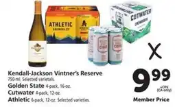 Safeway Kendall-Jackson Vintner’s Reserve, Golden State, Cutwater, Athletic offer