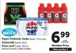Safeway Pepsi Prebiotic Soda, Gatorade, Pure Leaf offer