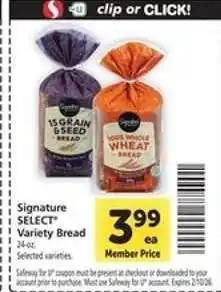 Safeway Signature SELECT Variety Bread offer