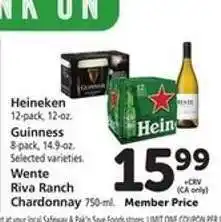 Safeway Heineken, Guinness, Wente Riva Ranch Chardonnay offer