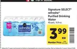 Safeway Signature Select Refreshe Purified Drinking Water offer