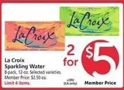 Safeway La Croix Sparkling Water offer