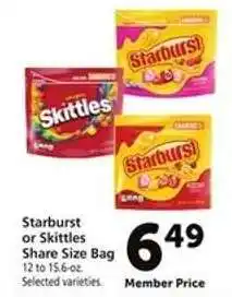 Safeway Starburst or Skittles Share Size Bag offer