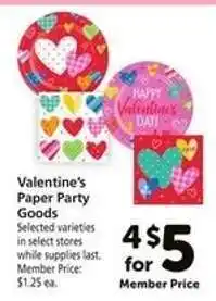 Safeway Valentine's Paper Party Goods offer