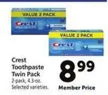Safeway Crest Toothpaste Twin Pack offer