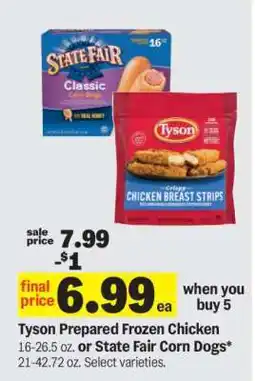 Meijer Tyson Prepared Frozen Chicken or State Fair Corn Dogs offer