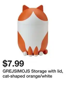 Ikea GREJSIMOJS Storage with lid, cat-shaped orange/white offer