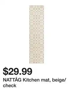 Ikea NATTÅG Kitchen mat, beige/check offer
